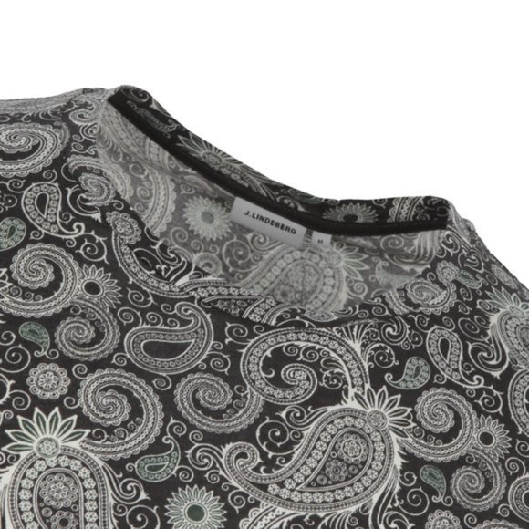 J.Lindeberg Mens Green Paisley Tshirt - Picture 2 of 9